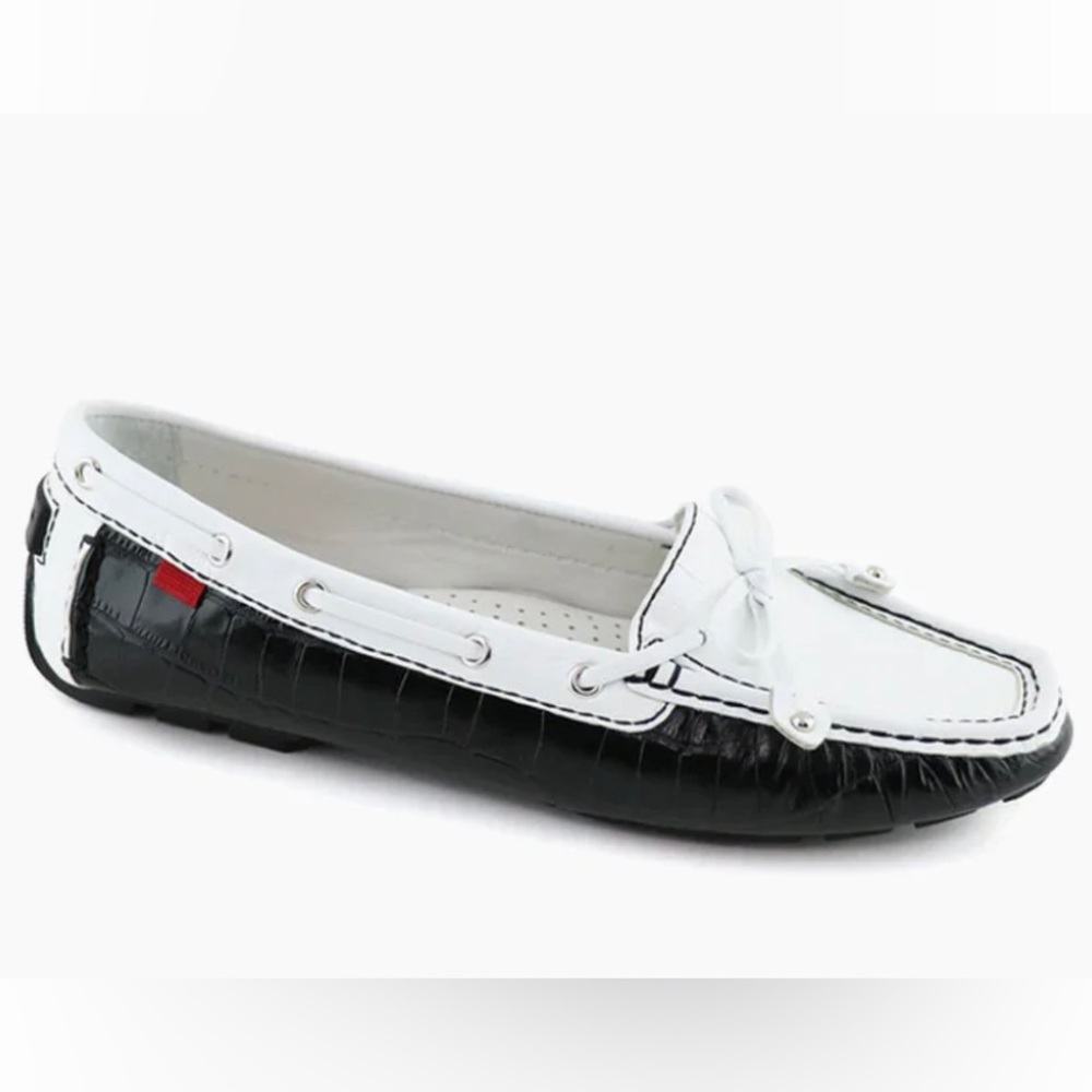 Marc Joseph Black and White Leather Loafers